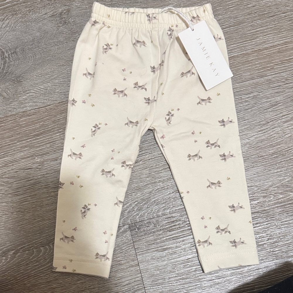 Jamie Kay Cream Leggings with Kitten Motif